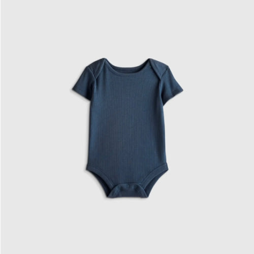 Softest Rib Short Sleeve Bodysuit in Deep Sea Blue