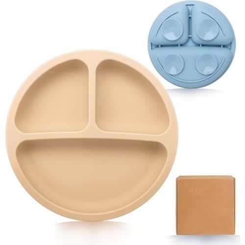 Baby Products Deluxe Silicone Plates 1 Pack with Suction, 100% Silicone and BPA Free, Microwave and Dishwasher Safe. (Green)