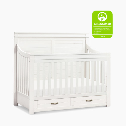 Million Dollar Baby Classic Wesley Farmhouse 4-In-1 Convertible Storage Crib - Heirloom White