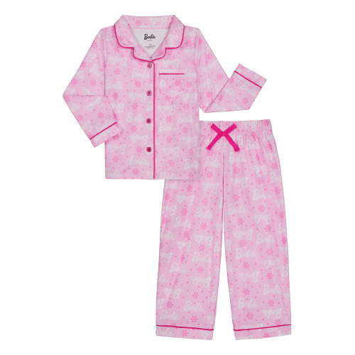 Barbie Toddler Long Sleeve Top and Pants Pajama Coat Set, 2-Pieces, Sizes 2T-5T