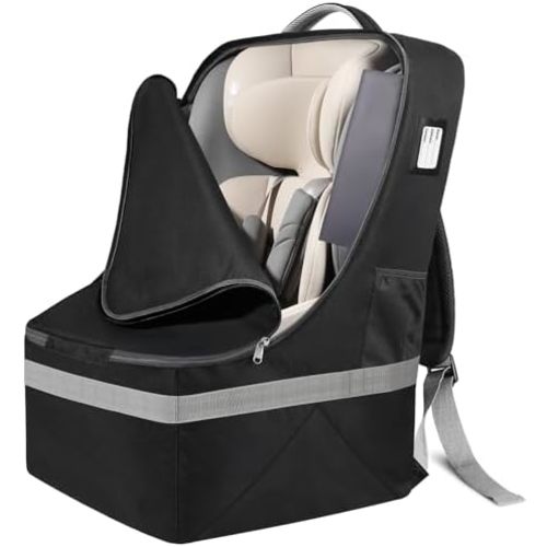 Padded Car Seat Travel Bag for Airplane, Carseat Bags for Air Travel Black