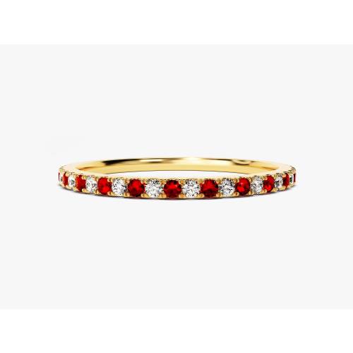14k Solid Gold Alternating Birthstone Eternity Ring / Full Eternity Stackable Gemstone Ring for Women / Minimalist Birthday Birthstone Ring
