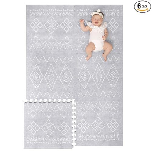 Lillefolk Baby Play Mat for Floor – 4x6ft Gray | Soft Non Toxic Premium EVA Foam Tiles for Tummy Time, Crawling & Playroom – Waterproof Interlocking Floor Mat for Babies & Toddlers (6 Tiles)