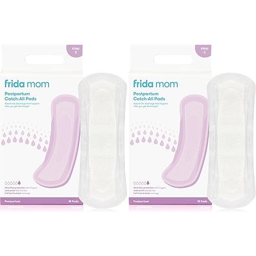 Frida Mom Postpartum Pads, Leak Proof Feminine Care Maxi Pads, 6 Layers of Protection for Maximum Absorbency (18ct) (Pack of 2)
