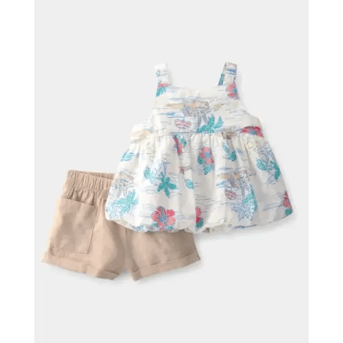 Baby Girl 2-Piece Tropical Beach Sleeveless Top & Short Set | Carter's