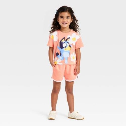 Toddler Girls' 2pc Bluey Bingo T-Shirt & Shorts Set - Coral Pink 2T