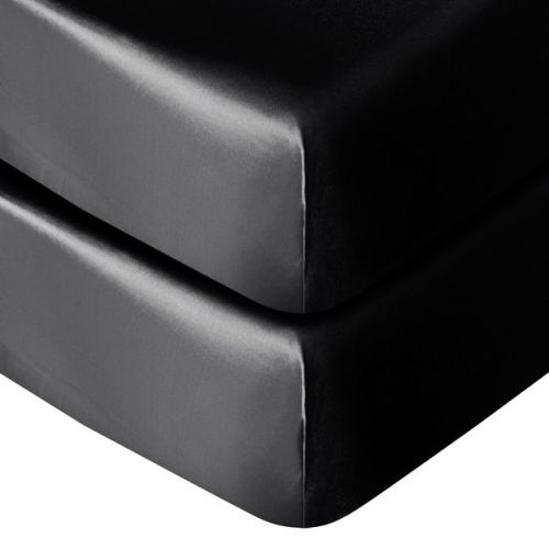 2 Pack Silk Satin Fitted Crib Sheet, Super Soft and Silky Crib Sheet for Boys, Girls, Unisex, 28x52 Inches, Black - NTBAY