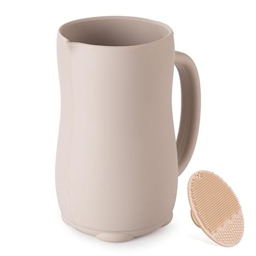 Baby Bath Rinse Cup, Bath Cup for rinsing Hair,The Silicone Material is Soft and Safe, a Good Choice for Baby Bath Products(Cat Beige)
