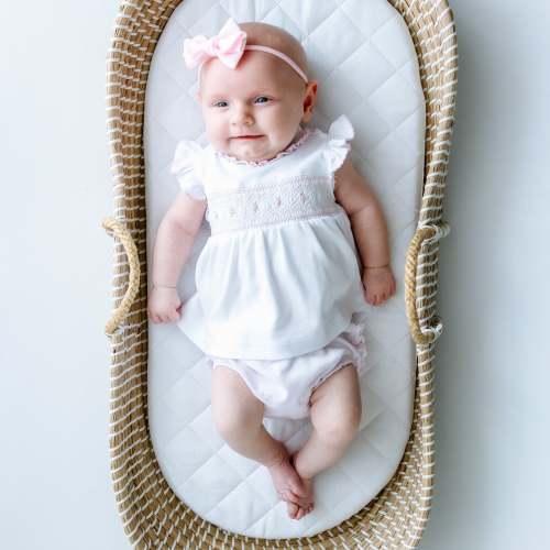 Julia Smocked Ruffle Diaper Cover Set - Pink