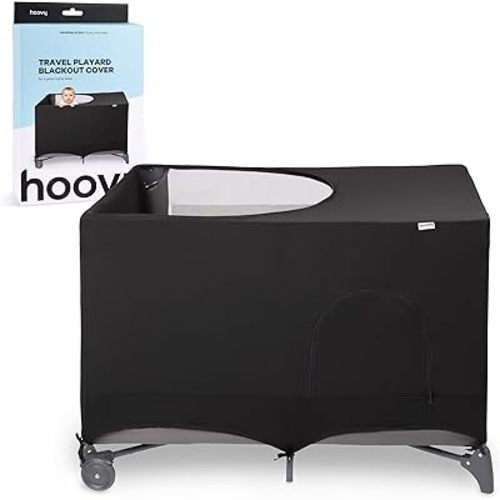 Hoovy Blackout Playard Cover, Black, Breathable Stretchable Fabric, Universal Fit for Pack n Play, Indoor/Outdoor Baby Sleep Shade