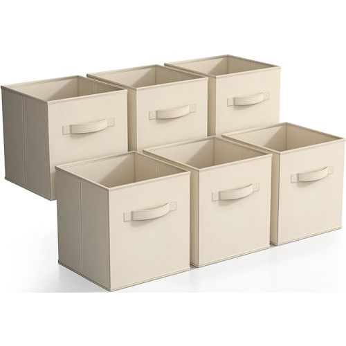 Sorbus Foldable Storage Cubes - 6 Pack, 11 Inch, Sage Green, Fabric, Foldable, Storage and Organization, Versatile Use, Collapsible Storage, Lightweight and Durable