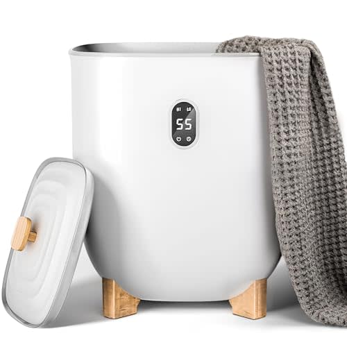 AGLUCKY Towel Warmer for Bathroom, 25L Large Towel Warmers Bucket with 2 Heating Modes, LCD Screen, 20/40/60/90 Min Auto Shut-Off, Fits Blankets, Bathrobes, PJ's, Ideal Gift for Family, White