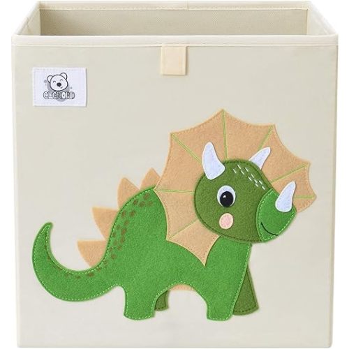 CLCROBD Foldable Animal Cube Storage Bins Fabric Toy Box/Chest/Organizer for Toddler/Kids Nursery, Playroom, 13 inch (Triceratops)