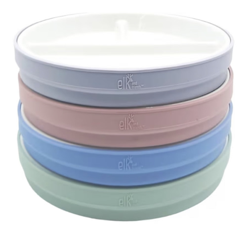 Amazon.com: Elk and Friends Kids 7.8” Porcelain White Plates with Silicone Sleeves | Divided Plates | Suitable for Kids/Toddlers | Microwave & Dishwasher Safe | Non Slip | Snack Dishes… : Baby