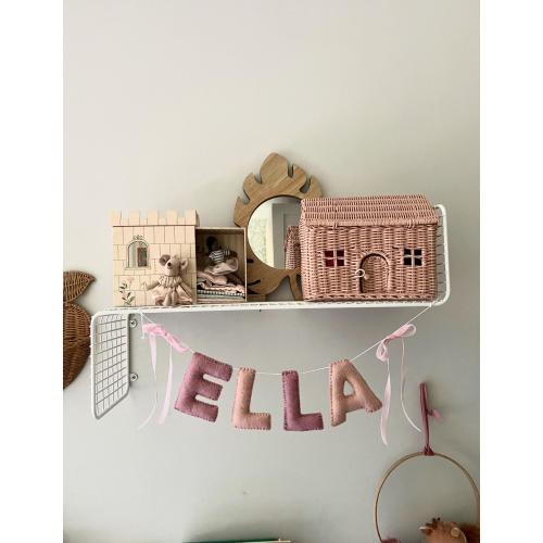Baby name bunting with bows garland for baby birthday party decor baby shower gift for baby nursery decoration for nursery girl