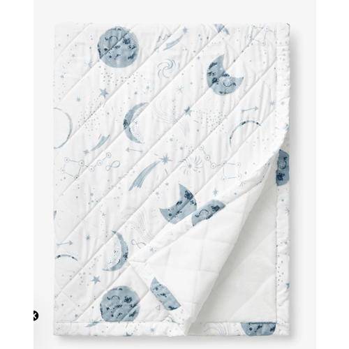 Night Sky Classic Cool Organic Cotton Percale Quilted Reversible Sherpa Stroller Blanket