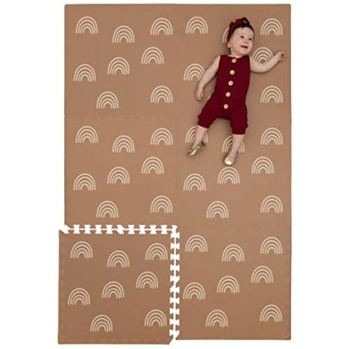 Childlike Behavior Baby Play Mat - Extra Large, Non-Toxic Foam Play Mat with Soft Interlocking Floor Tiles 72x48 Inches - Baby Floor Mat for Infants, Toddlers and Kids (Rainbow)