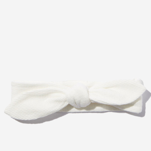 Organic Pointelle Bow Headband - Milk