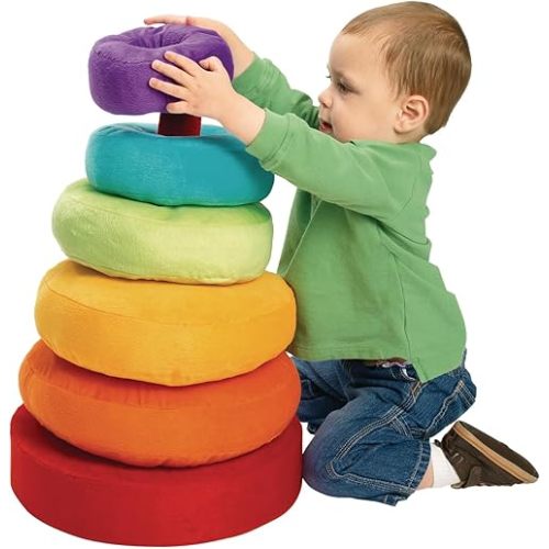 Excellerations Giant Plush Rainbow Stacking Ring for Kids Classroom Game for Children