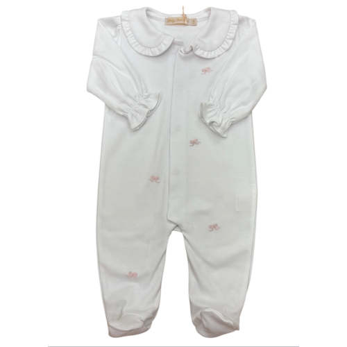 Baby Club Chic-little bows collared footie w/all over embroidery