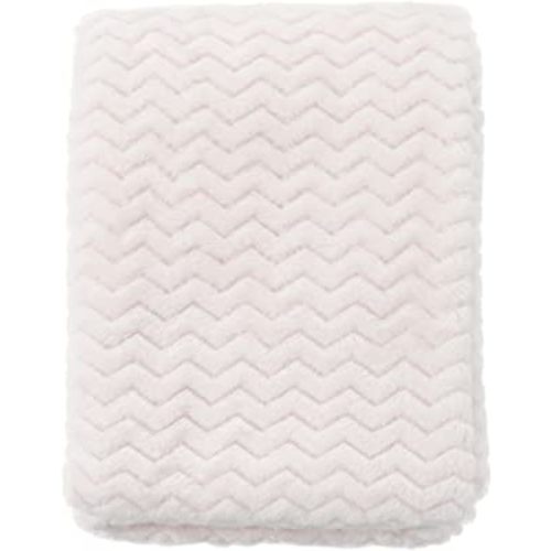 CREVENT 30''X40'' Cozy Fluffy Warm Fleece Infant Blanket for Girls & Boys Toddler Crib Cot Stroller (Wave Ivory/White)