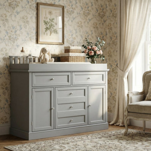 Lark Manor™ Creameans 5 Drawer Changing Table With 2 Cabinets & Reviews | Wayfair