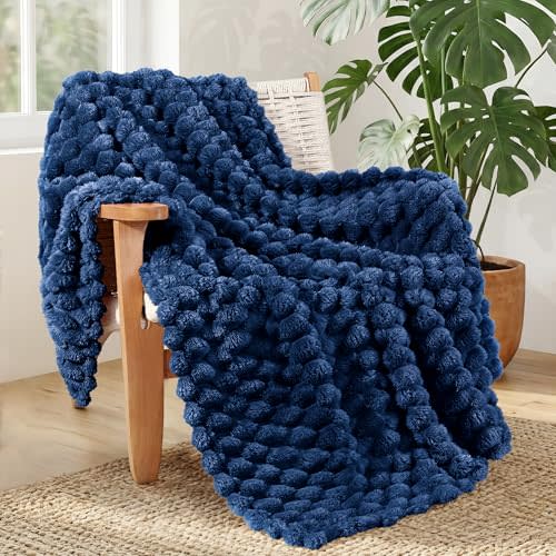 Whale Flotilla Soft Cozy 3D Fleece Throw Blanket for Couch & Bed, Navy Blue | Super Lightweight Plush Fluffy Throw, Luxury 3D Decorative All‑Season Couch Cover Blanket for Sofa & Office Chair, 50"x60"