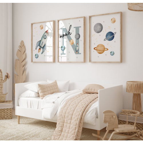 Personalised Space Initial Print,Solar system print,Space Nursery Prints,Outer Space Printable Wall Art Set of 3, Nursery Decor,space travel
