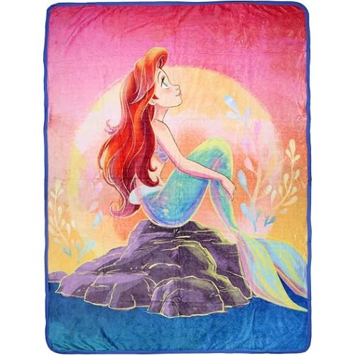 Disney The Little Mermaid Ariel Sunset Dreams Princess Throw Blanket 46" x 60" Soft Fleece Throw Blanket for Bed Couch