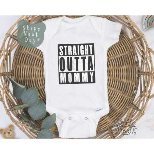 Straight Outta Mommy Baby Onesies® Brand, Funny Pop Culture Music Baby Bodysuit, Cute ‘80s Hip Hop Baby Shower Gift
