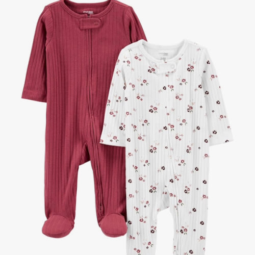 Simple Joys by Carter's unisex baby 2-pack 2-way Zip Textured Sleep and Play