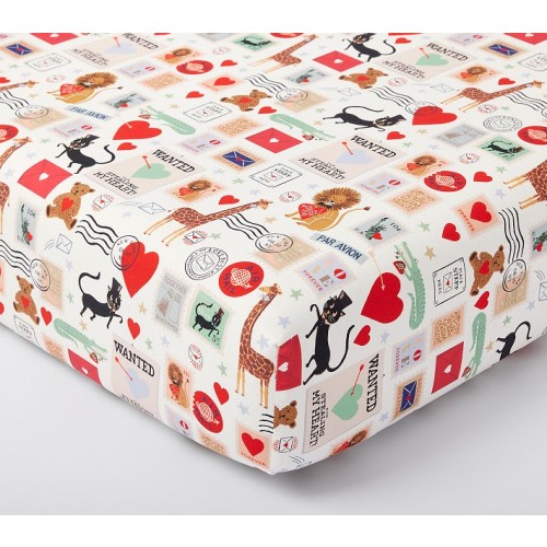 Rifle Paper Co. Valentine's Day Mail Organic Crib Fitted Sheet