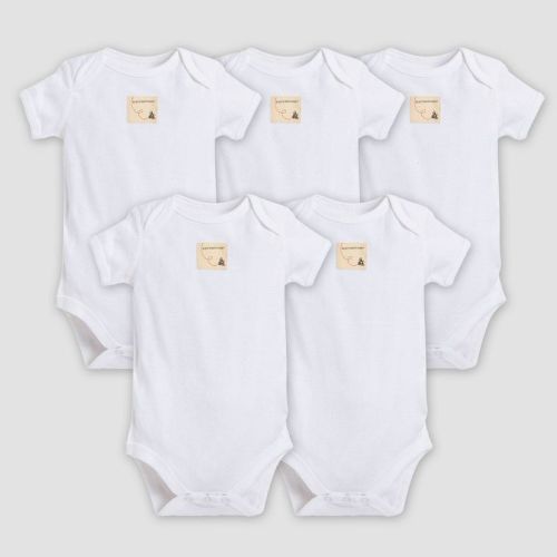Burt's Bees Baby® Organic Cotton 5pk Short Sleeve Bodysuit - Cloud Preemie: Jersey Fabric, Crotch Snap
