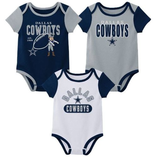 NFL Dallas Cowboy Boys' White 3pk Bodysuits