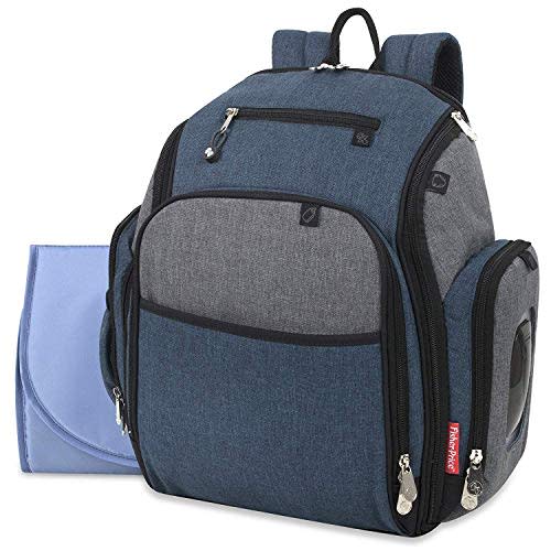 FISHER-PRICE BABY Fastfinder 3 Piece Set Diaper Bag Backpack for Moms & Dads with Changing Pad and Wipes Pocket