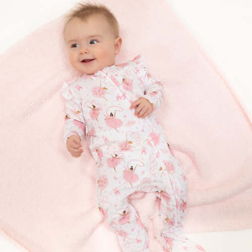 Ribbon Ballerinas - 2 Way Ruffle Sleeve Zipper Footie