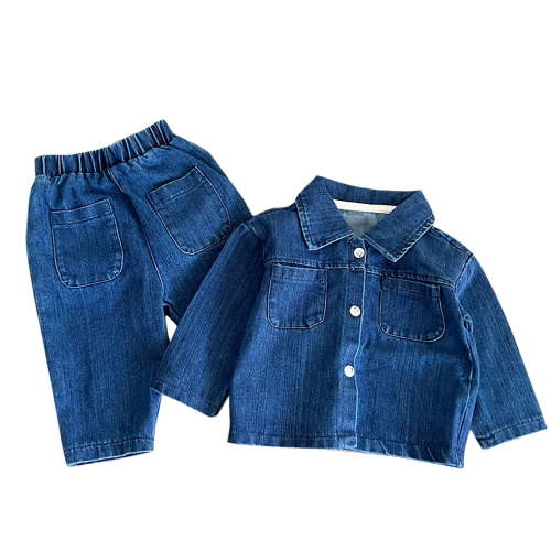 UAMVSH Infant Newborn Baby Girls Denim Clothes Collar Button Long Sleeve Denim Jacket and Jeans Fall Winter Sets