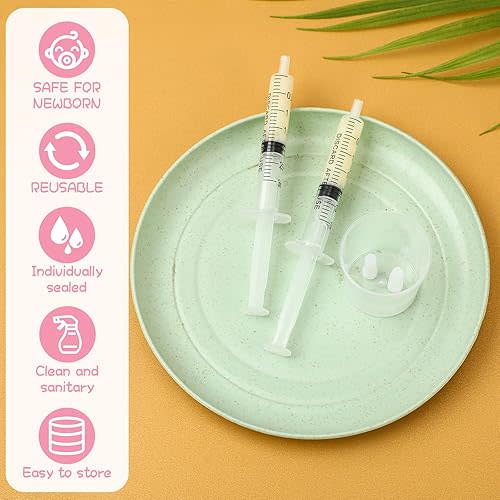 Trelaco Colostrum Collector Kit Include Sterile Sealed Breast Milk Syringes with Caps No Needle Colostrum Syringes Stickers 1 Measuring Cup Harvesting Collection for Breastmilk(50 Sets,3 ml)