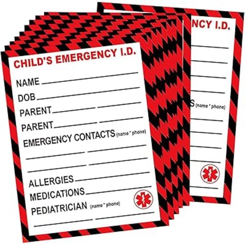 Infant I.C.E. in Case of Emergency Car Safety Seat Sticker, 4 x 3 inch Child Child I.D. Medical Information Emergency Contact Car Seat Safety Alert Attachment Tag Labels (10 Pack)