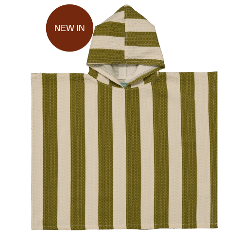 Poncho Towel - Khaki & Cream Stripes