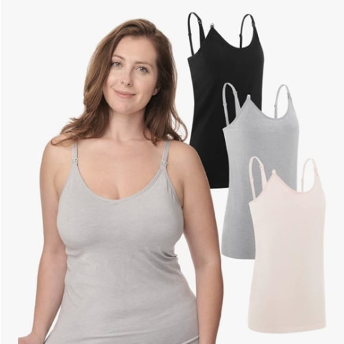 Under Control Nursing Cami Tank Tops for Breastfeeding Women Nursing Tops Maternity Shirts, Camisoles with Built in Bra 3Pack