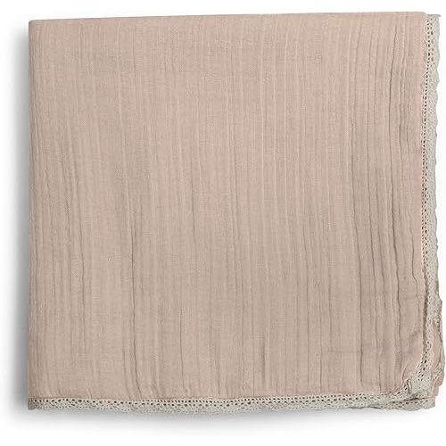 MakeMake Organics GOTS Certified Organic Cotton Muslin Soft Breathable Lightweight Swaddle and Comfort Organic Baby Blanket for Toddler Baby Boys and Girls - Pecan, 30" x 40"