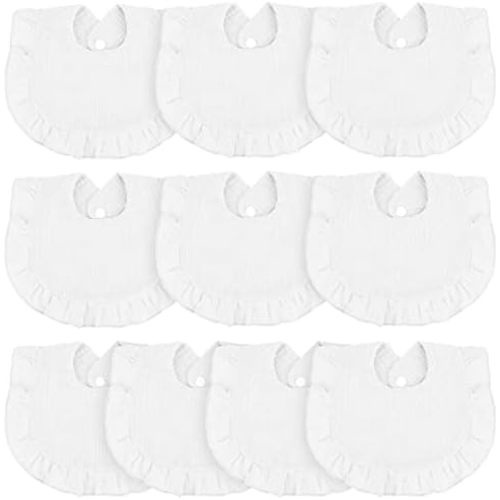Seematn 10 Pcs Baby Muslin Bibs for Unisex Girls & Boys Drool Bibs Bandana Ruffle Soft Cotton for Newborn Infants Toddlers(White)