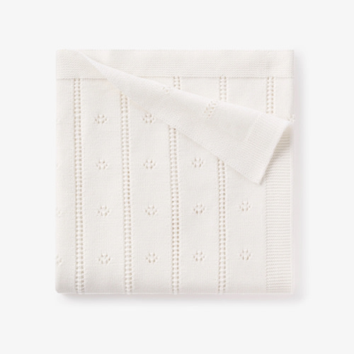 Cream Pointelle Knit Baby Blanket