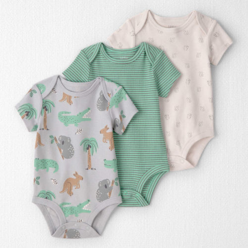 Baby 3-Pack Organic Cotton Bodysuits in Aussie Friends Print | Carter’s Oshkosh Canada