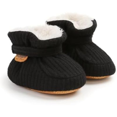 Baby Booties Cozy Fleece Slippers Soft Baby Shoes With Gripper Soles, Winter Infant Newborn Crib Sock Shoe Warm Footwear First Walkers