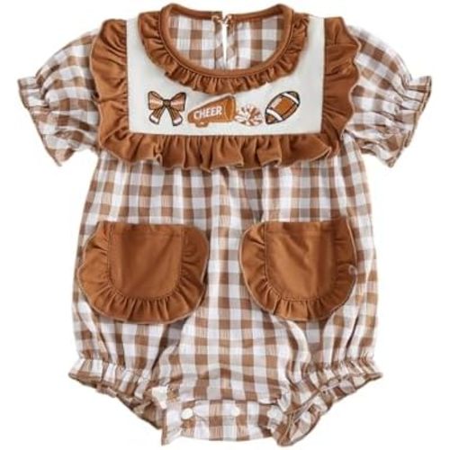 Bonangber Baby Girl Summer Clothes Classic Stripes Plaid Print Short Sleeve Romper Smocked Bodysuit Cute Newborn Playsuit