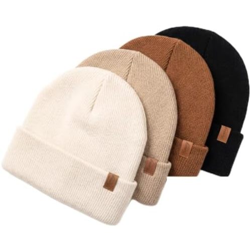 Konssy 4-Pack Baby Beanie Winter Hat for Newborn Infant Boy Girl 0-6 Months