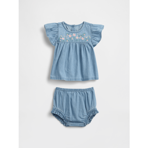 Baby Denim Embroidered Outfit Set