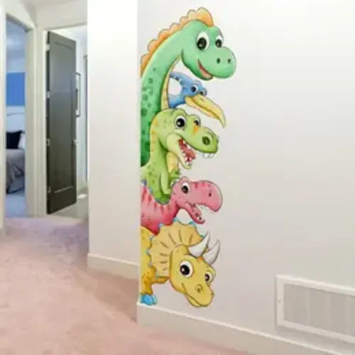 Dinosaur Pattern Wall Sticker, Modern Self-adhesive Decorative Sticker, Removable Wall Art for Home Living Room Bedroom, Funny Stickers, Wall Decal, Decoration Sticker, Sticker Decorations, Dinosaur Wall Decals - TikTok Shop